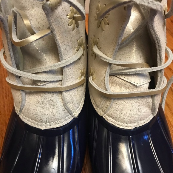Jack Rogers Chloe Metallic & Navy Duck Boots - Picture 3 of 8